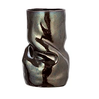 Hello Honey® 5.5" Iridescent Dark Brown Organic Shaped Stoneware Vase