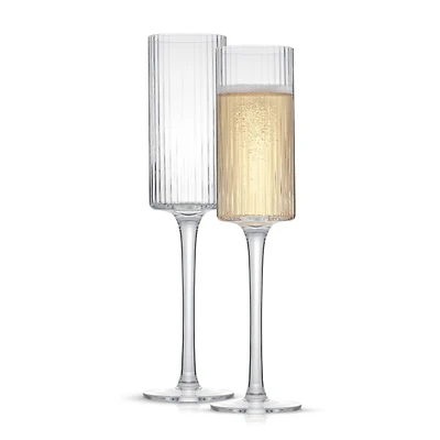JoyJolt® 6oz. Elle Fluted Cylinder Champagne Glasses, 2ct.