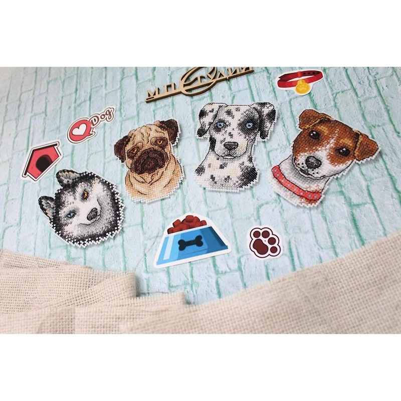 MP Studia Who Said Woof? Magnets Plastic Canvas Counted Cross Stitch Kit