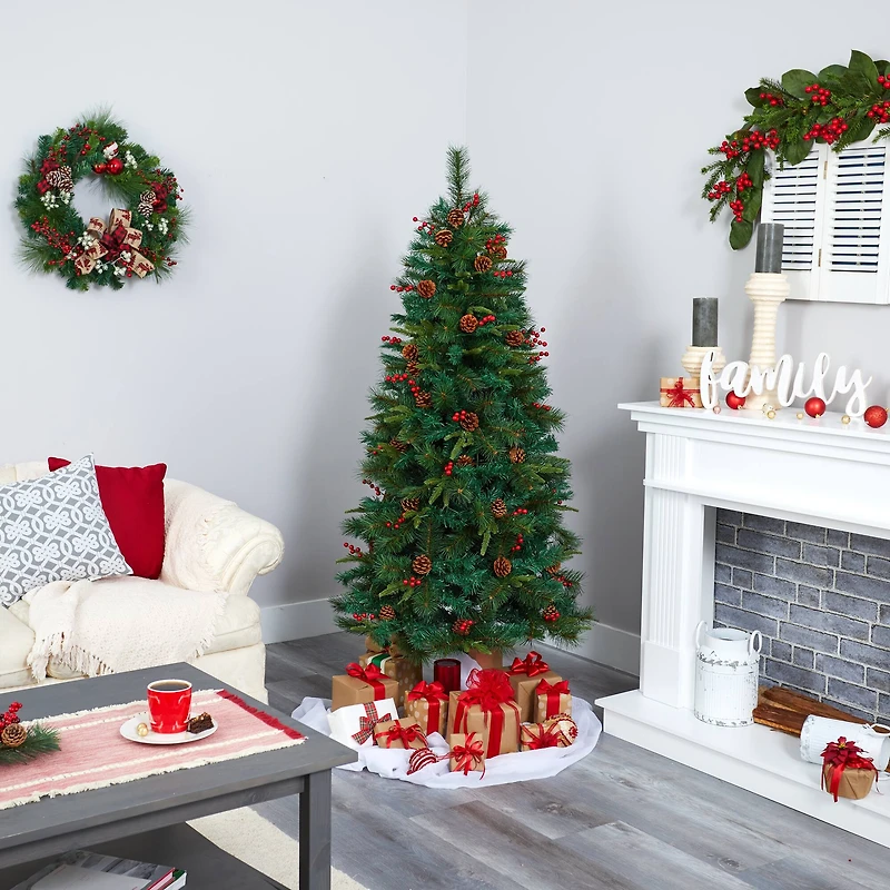 6ft. Pre-Lit Mixed Pine Artificial Christmas Tree, Clear LED Lights