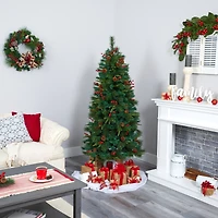 6ft. Pre-Lit Mixed Pine Artificial Christmas Tree, Clear LED Lights