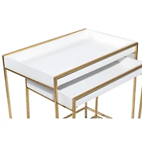 Set of 2 Gold Metal Contemporary Console Table, 22", 20"