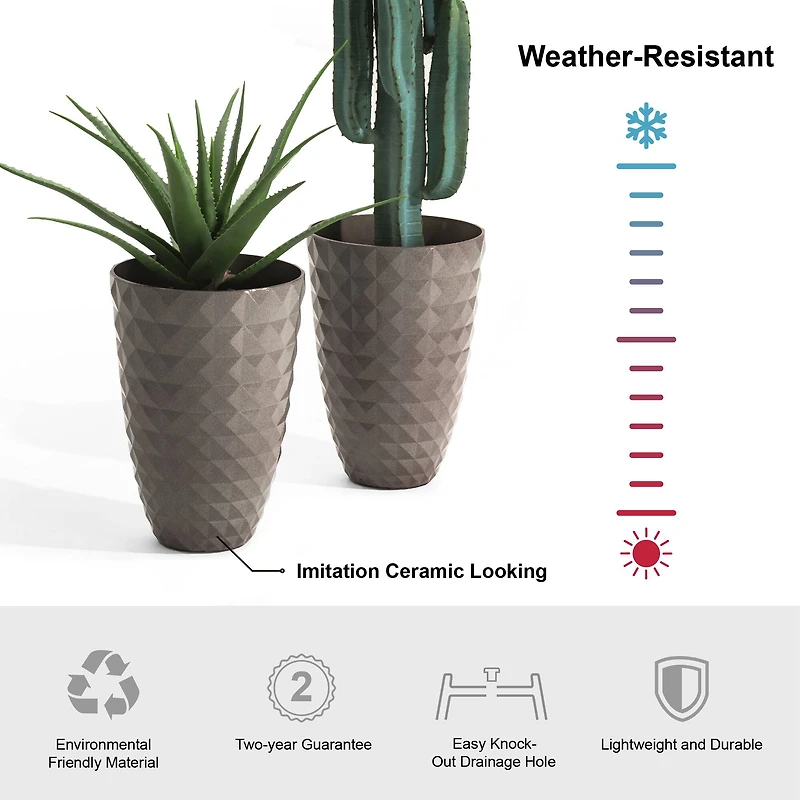 Glitzhome® 19.7" Eco-Friendly Oversized Faux Ceramic Pot Planters, 2ct.