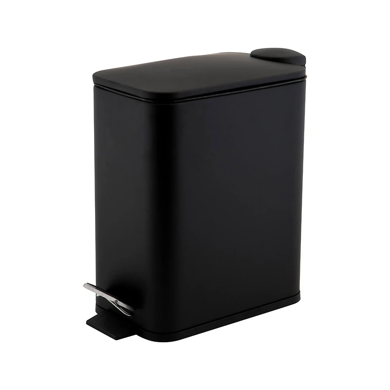Simplify Black 5L Slim Rectangular Pedal Trash Bin with Soft Close Lid