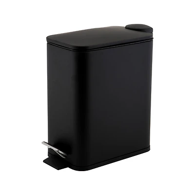 Simplify Black 5L Slim Rectangular Pedal Trash Bin with Soft Close Lid