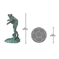 Design Toscano Giant Jumping, Spitting, Leaping Frog Bronze Garden Statue