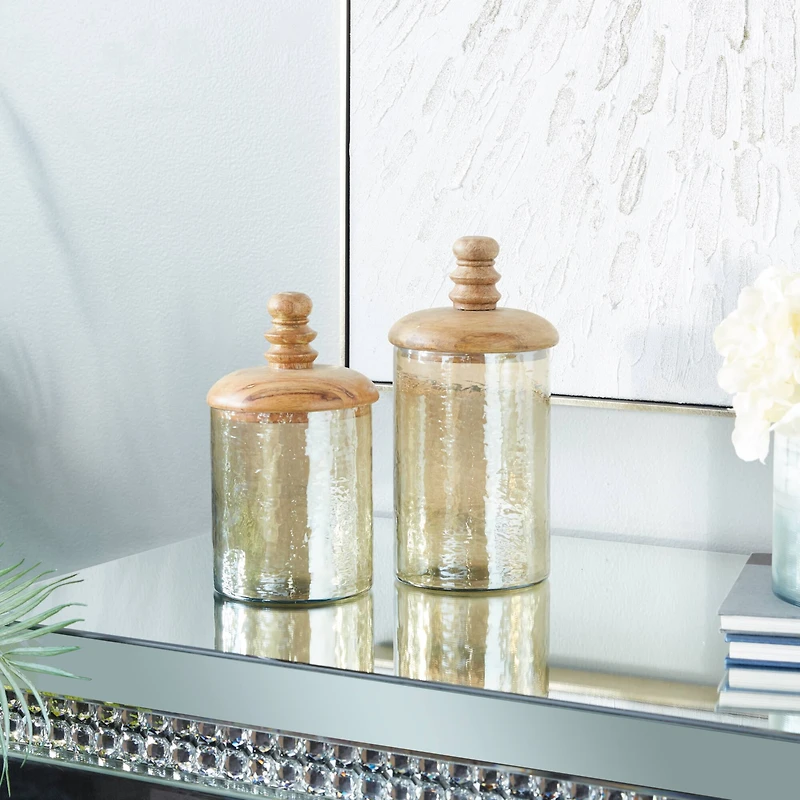Gold Glass Glam Decorative Jar Set