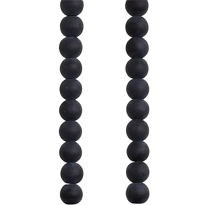 Jet Black Glass Round Beads, 6mm by Bead Landing™