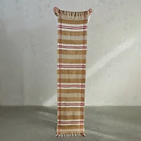 Hello Honey® 6ft. Red, Tan & Cream Plaid Recycled Chenille & Cotton Table Runner