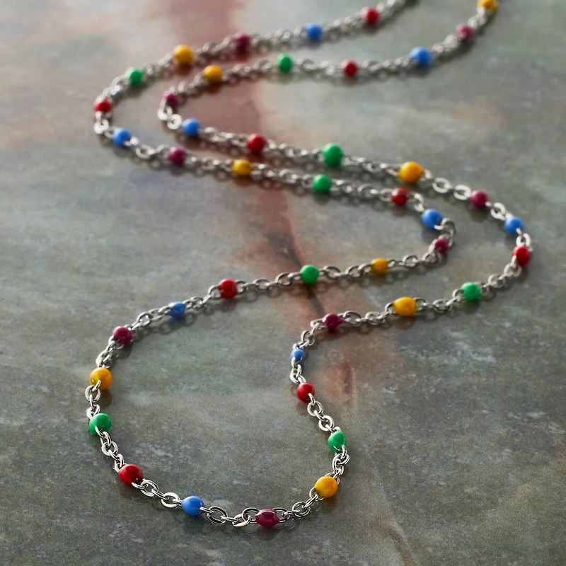 18" Rhodium Enamel Cable Chain by Bead Landing™