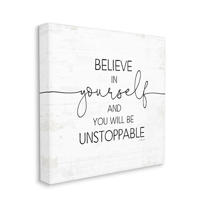 Stupell Industries Believe In Yourself Inspirational Sentiments Distressed Charm Canvas Wall Art