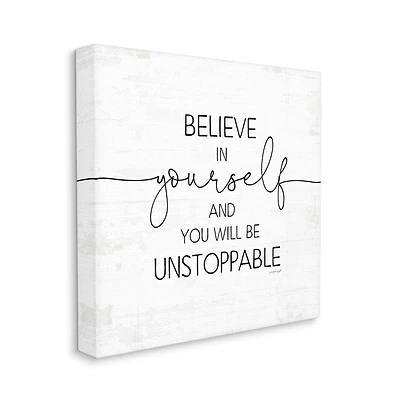 Stupell Industries Believe In Yourself Inspirational Sentiments Distressed Charm Canvas Wall Art