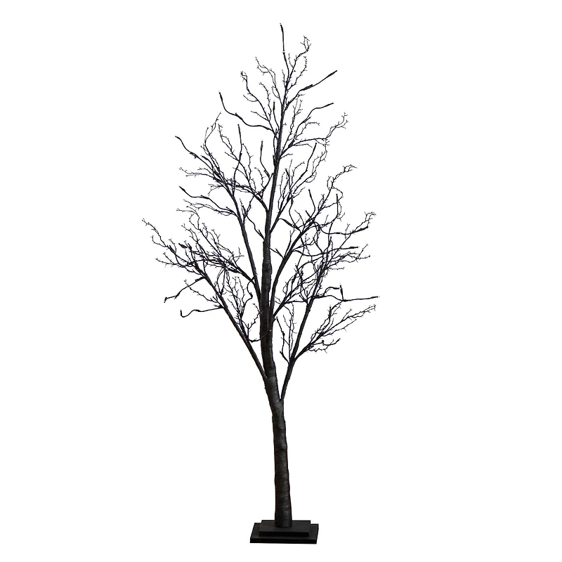 5ft. Orange & Purple LED Pre-Lit Halloween Deluxe Black Twig Artificial Fall Tree