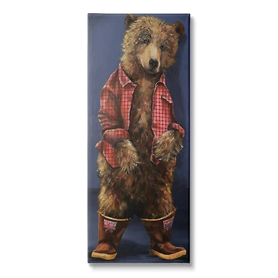 Stupell Industries Forest Brown Bear Rainboots Flannel Shirt Rustic Animal Canvas Wall Art