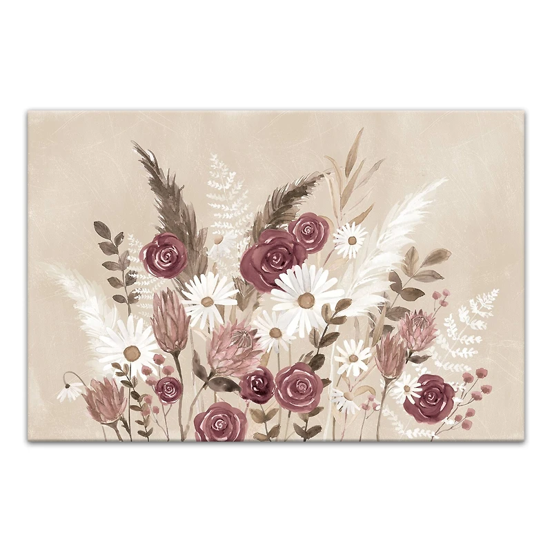 Boho Flowers 36" x 24" Canvas Wall Art