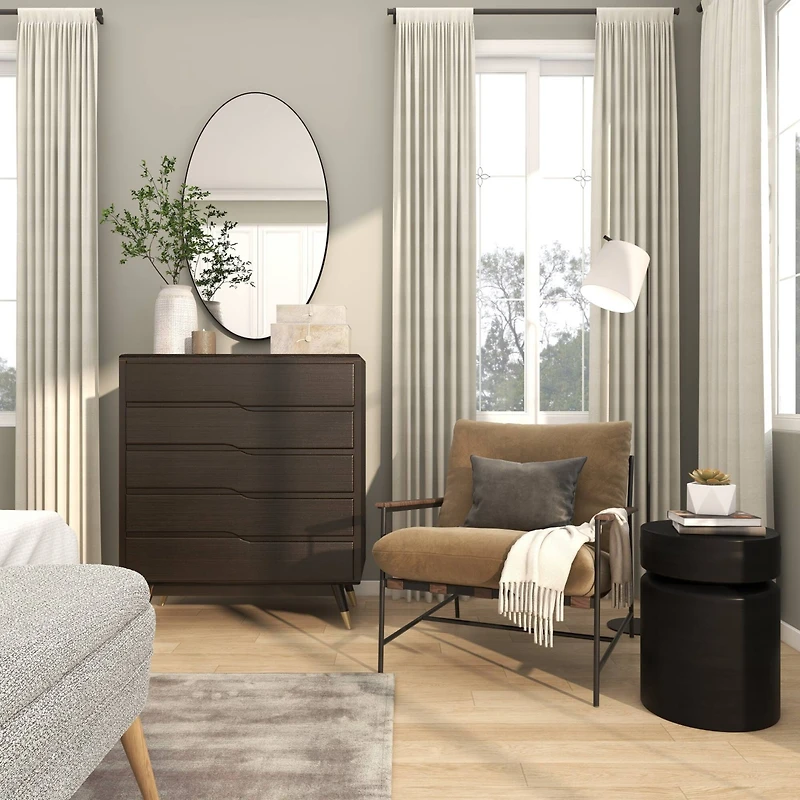 18" Black Metal Drum Accent Table