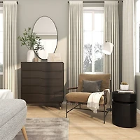 18" Black Metal Drum Accent Table