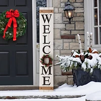 Glitzhome® 5ft. White Welcome Wood Porch Sign with 4 Changeable Wreaths