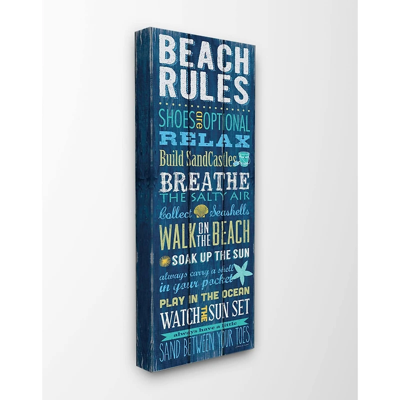 Stupell Industries Blue Beach Rules Canvas Wall Art