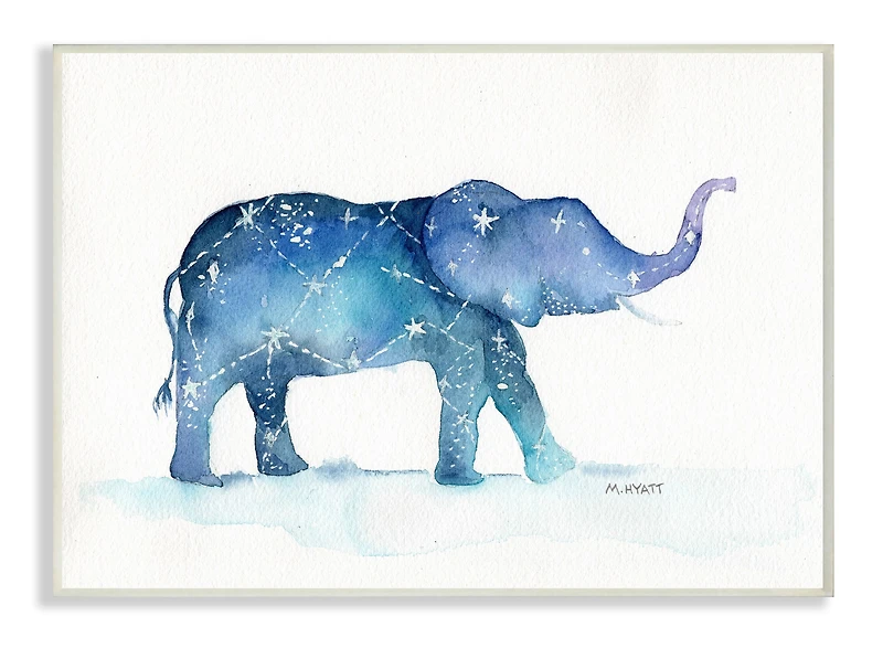 Stupell Industries Elephant March with Abstract Night Sky Constellation Wall Plaque