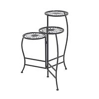 2ft. Black Flower Metal Traditional Plantstand