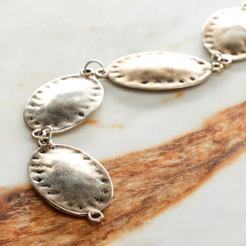 Silver Plated Metal Oval Beads, 33mm by Bead Landing™