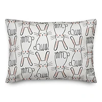 White Bunny Sketches Throw Pillow