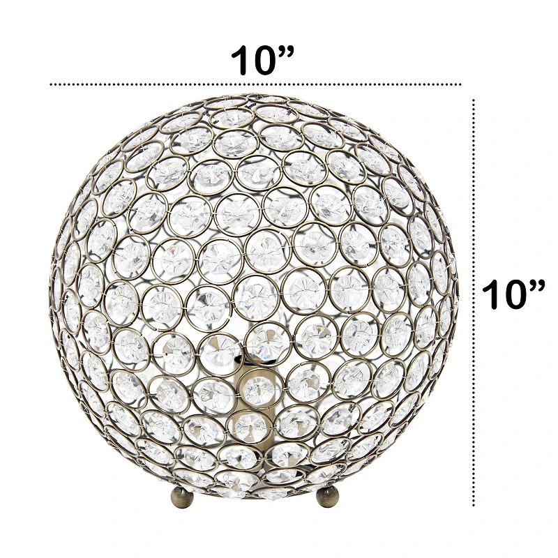 Lalia Home 10" Antique Brass Elipse Crystal Orb Table Lamp