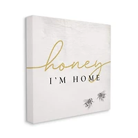 Stupell Industries Honey I'm Home Greeting Charming Bee Pun Canvas Wall Art