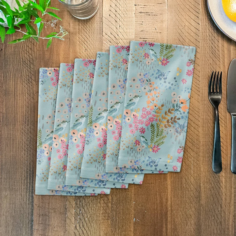 Butterfly Bird Floral Cotton Twill Napkin