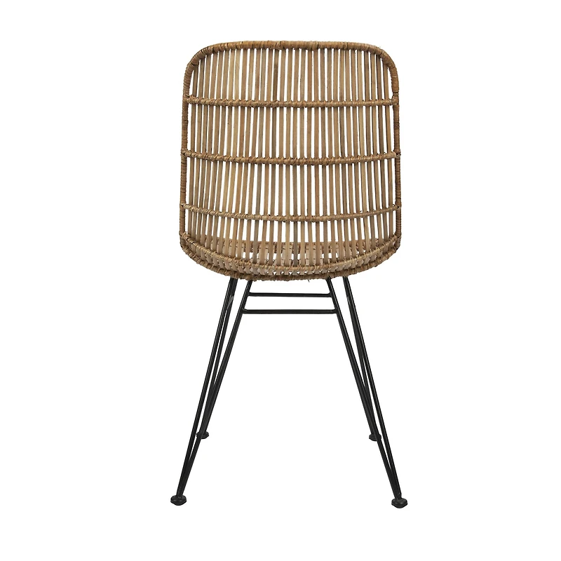 Hello Honey® Natural & Black Boho Rattan & Metal Dining Chair
