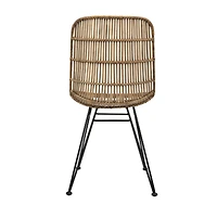 Hello Honey® Natural & Black Boho Rattan & Metal Dining Chair