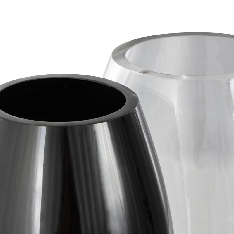 Black & Clear Abstract 2 Opening Recycled Glass Vase