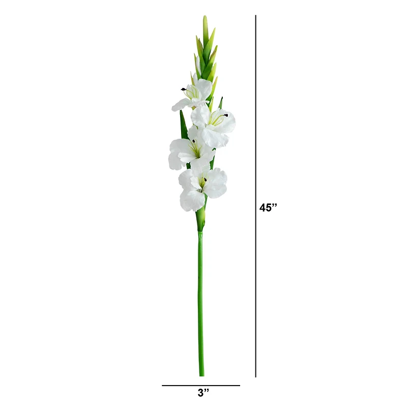 45" White Gladiolus Flower Stems, 3ct.