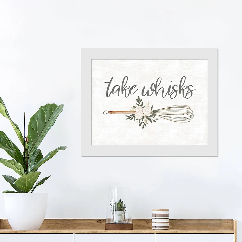 Take Whisks 12" x 16" White Framed Print Under Plexiglass