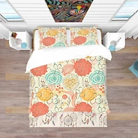 Designart 'Retro Floral Pattern' Bohemian & Eclectic Bedding Set