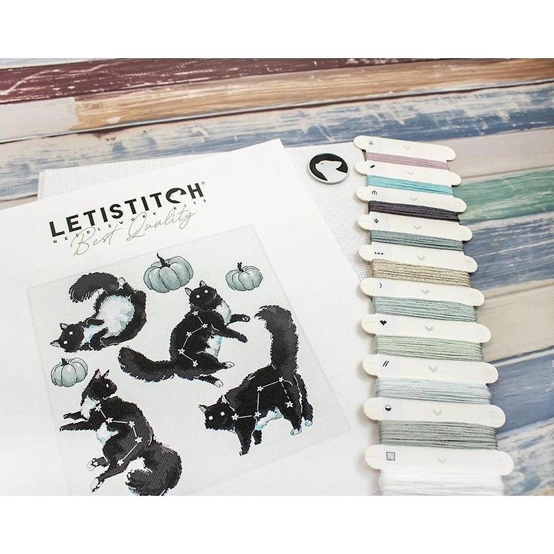 LetiStitch Cat Constellation Counted Cross Stitch Kit