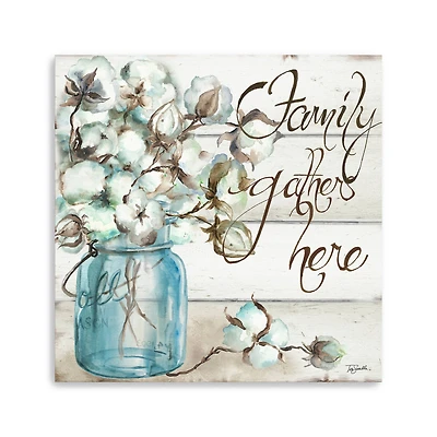 Cotton Boll Mason Jar I Family Canvas Giclee