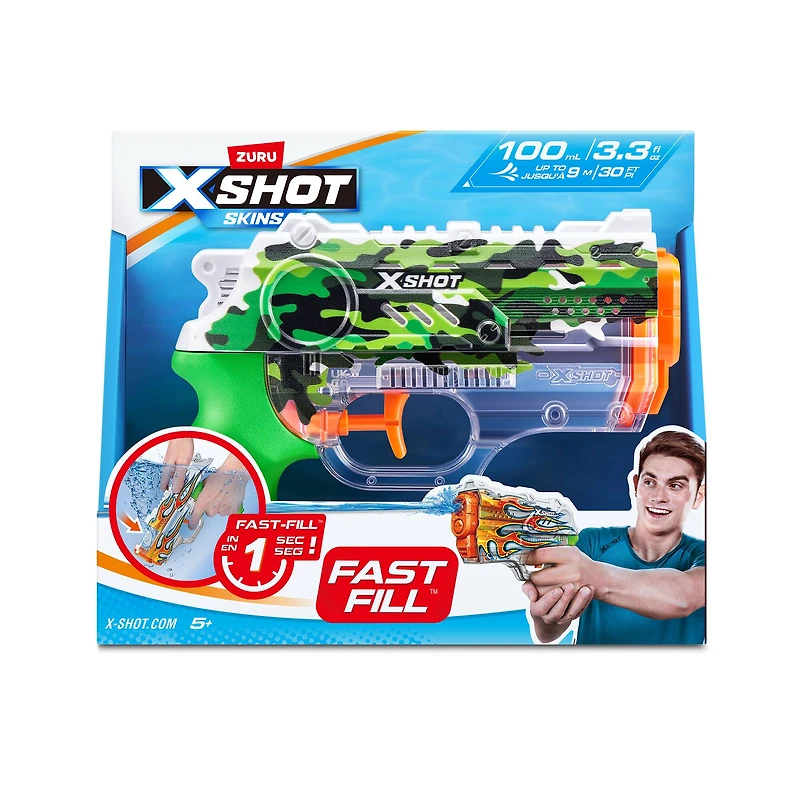 Assorted Zuru X-SHOT Fast Fill Skins Nano Water Blaster, 1pc.
