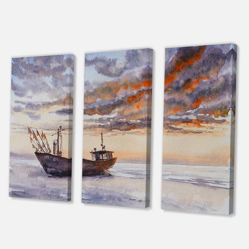 Designart - Wooden Fishing Boat On The Baltic Shore