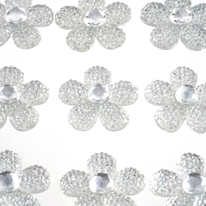 12 Packs: 9 ct. (108 total) Clear Sugar Stone Flower Stickers by Recollections™