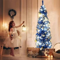 Costway 6ft.Unlit Blue Pencil Slim Tree Artificial Christmas Tree