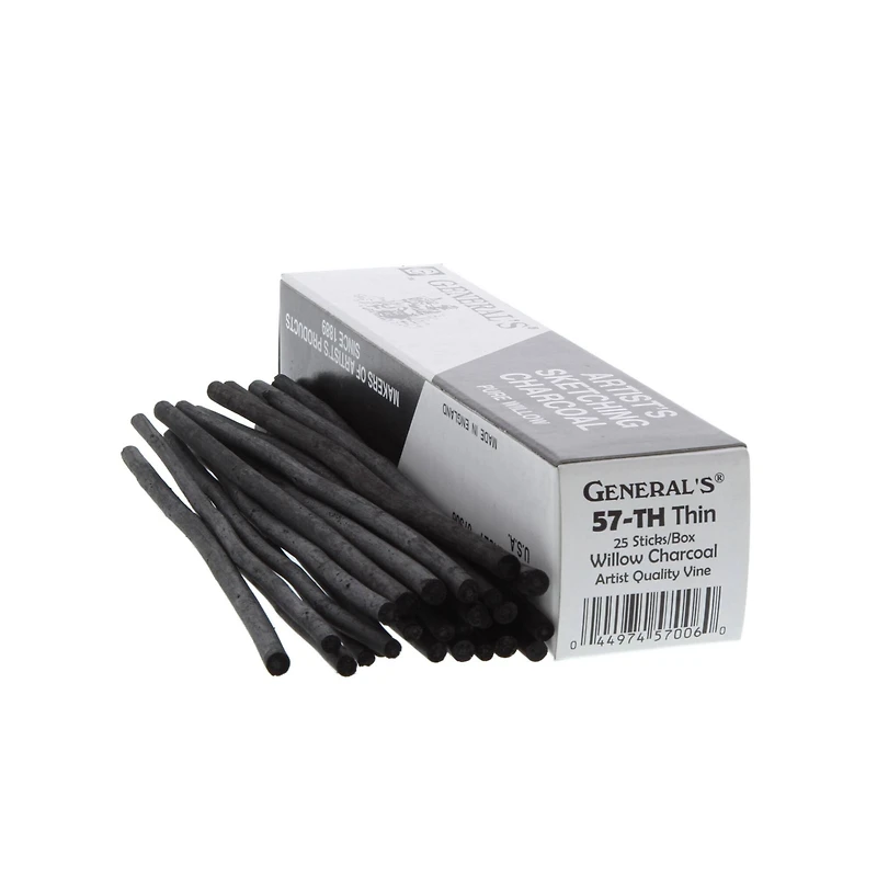 General's® Artist Thin Vine & Willow Sketching Charcoal