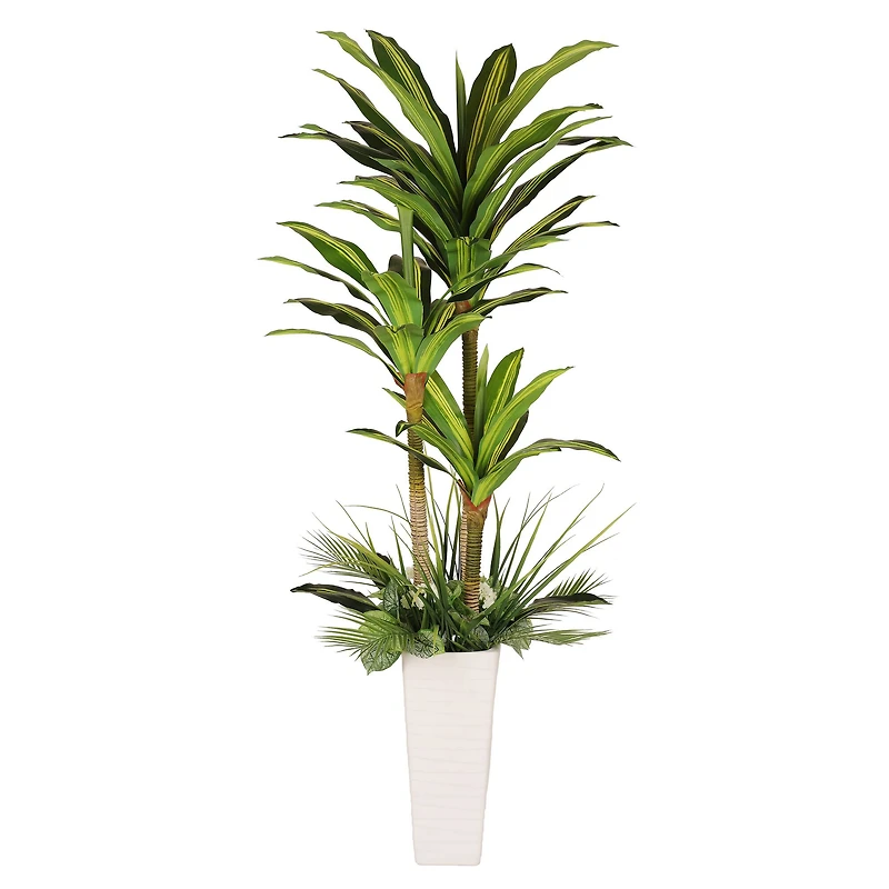 6ft. Artificial Dracaena Fragrans Tree in White Decorative Pot