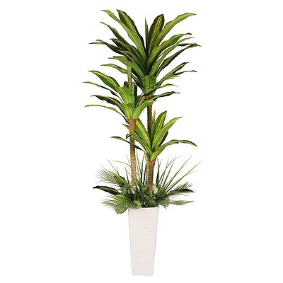 6ft. Artificial Dracaena Fragrans Tree in White Decorative Pot
