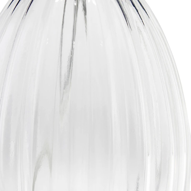 Lalia Home 18" Clear Fluted Glass Bedside Table Lamp with Gray Shade