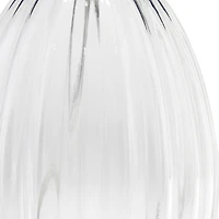 Lalia Home 18" Clear Fluted Glass Bedside Table Lamp with Gray Shade