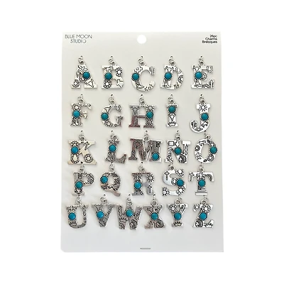 Blue Moon Studio™ Silver-Colored Western Alphabet Charm Set