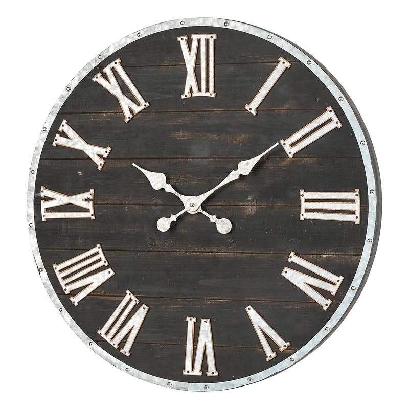 Glitzhome® 27.5" Oversized Farmhouse Wooden & Galvanized Wall Clock
