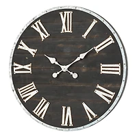 Glitzhome® 27.5" Oversized Farmhouse Wooden & Galvanized Wall Clock